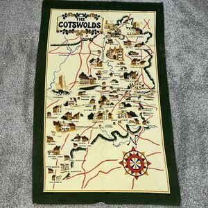 England Cotswolds Cotton British Villages Roads Map Towns Britain Made Tea Towel